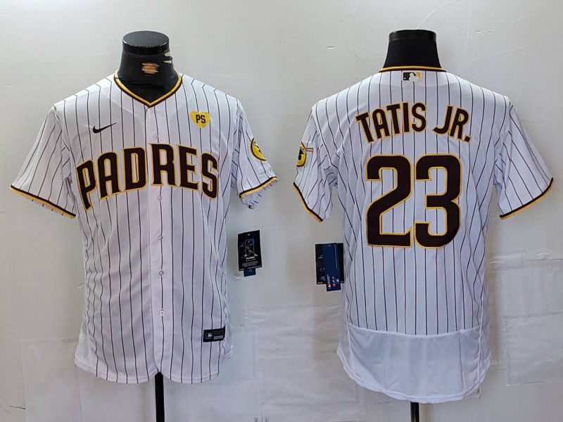 Men San Diego Padres #23 Tatis JR White stripe Elite 2024 Nike MLB Jersey style 1->san diego padres->MLB Jersey